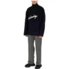 Brushed Cotton Scribble Logo Turtleneck Jersey Sweater “Navy” 625935T31828065