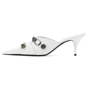 Cagole Heeled Mules “White Lambskin” 714253WAD4E9081