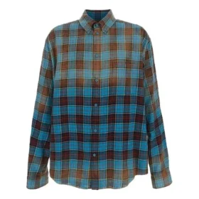 Check Flannel Oversized Long Sleeve Shirt “Blue Red” 715030TMM116305