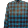 Check Flannel Oversized Long Sleeve Shirt “Blue Red” 715030TMM116305