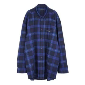 Checked Cotton-Twill Shirt “Blue” 625548T1M194450