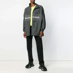 Checkered Nylon Track Suit Jacket “Black” 571439TEM181070