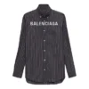 Chest Logo Pinstriped Logo Buttoned Shirt “Black” 583989TGM041070