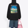 Classic Printing Loose Hoodie Black 641529TJVH91000