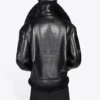 Cocoon Leather Aviator Jacket “Black” 646456TKS311069