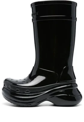 Crocs x Balenciaga Patent-Finish Boots “Black” 677388W1S8X