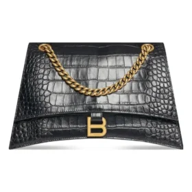 Crush Crocodile Medium Chain Bag “Black” 716393210IX1000