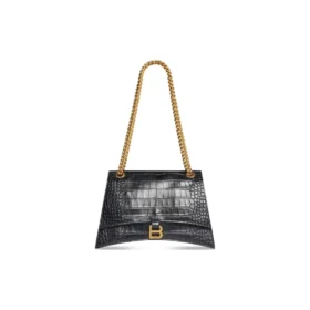 Crush Crocodile Medium Chain Bag “Black” 716393210IX1000