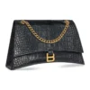Crush Crocodile Medium Chain Bag “Black” 716393210IX1000