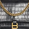 Crush Crocodile Medium Chain Bag “Black” 716393210IX1000