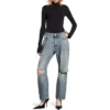 Distressed Straight-Leg Jeans “Blue” 745149THW254245