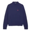 Double B Highneck Wool Knit Sweater “Blue” 682010T16274011