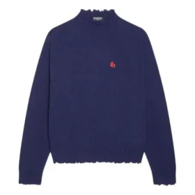 Double B Highneck Wool Knit Sweater “Blue” 682010T16274011