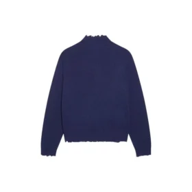 Double B Highneck Wool Knit Sweater “Blue” 682010T16274011