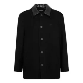 Double Collar Wool-Blend Coat “Black” 626314TIU071000