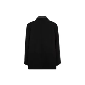 Double Collar Wool-Blend Coat “Black” 626314TIU071000