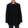 Double Collar Wool-Blend Coat “Black” 626314TIU071000