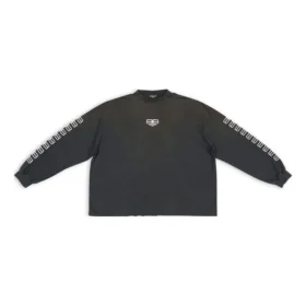 Embroidered BB Sleeve Crewneck Sweater “Washed Black White” 699191TMVG79034