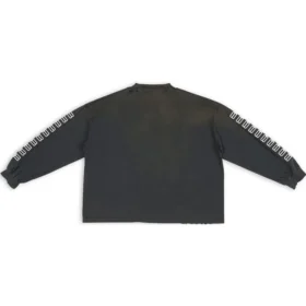 Embroidered BB Sleeve Crewneck Sweater “Washed Black White” 699191TMVG79034