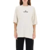 Embroidered Logo Alphabet Short Sleeve Gray White 641532TJVA99054
