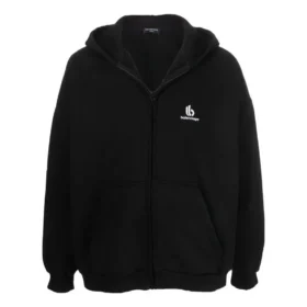 Embroidered Logo Zip-Up Hoodie “Black” 674719TLVH81070