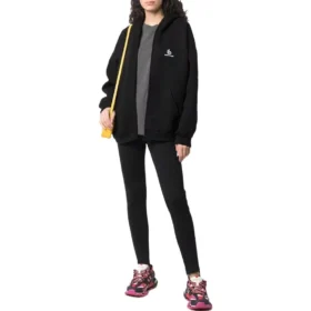 Embroidered Logo Zip-Up Hoodie “Black” 674719TLVH81070