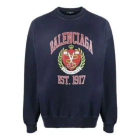 Est. 1917 College Logo Print Crewneck Sweatshirt “Navy” 676629TLV908067