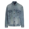 Est. 1917 College Logo Print Denim Jacket Large Fit “Washed Light Blue” 675207TJW795620