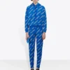 Full Print Alphabet Logo hooded Drawstring Hoodie Blue 612959TIV715011