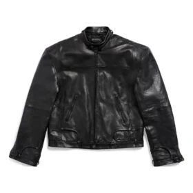 FW23 Deconstructed Zip Up Jacket “Black Soft Buffalo Skin” 768749TMS031000