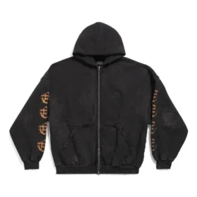 Heavy Metal Zip-Up Hoodie Oversized “Black Faded” 744444TOVD91055