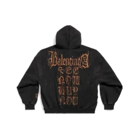 Heavy Metal Zip-Up Hoodie Oversized “Black Faded” 744444TOVD91055