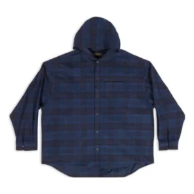 Hooded Check Overshirt “Blue Navy” 720109TNM354202