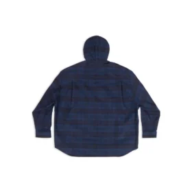 Hooded Check Overshirt “Blue Navy” 720109TNM354202