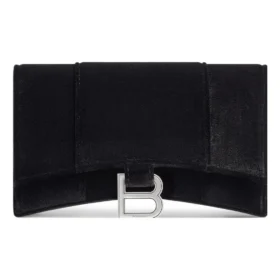 Hourglass Velvet Jersey Wallet On Chain “Black” 6560502AAPT1000