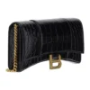 Hourglass Wallet On Chain Crocodile Embossed “Black” 6560501LRGM1000
