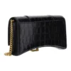 Hourglass Wallet On Chain Crocodile Embossed “Black” 6560501LRGM1000