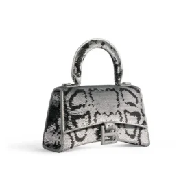 Hourglass Xs Handbag With Chain Embroidery “Silver” 7204712AARN8110