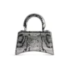 Hourglass Xs Handbag With Chain Embroidery “Silver” 7204712AARN8110