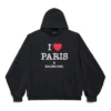 I Love Paris Balenciaga Hoodie Large Fit “Black Faded” 803265TRVM61041