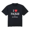 I Love Paris & Balenciaga T-shirt Medium Fit “Black Faded” 764235TRVU91041