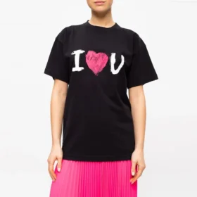 I Love U Printing Short Sleeve Black 612965TJVL51070