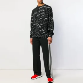 Jacquard Logo Crewneck Sweater “Black” 555381T15241070
