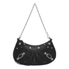 Le Cagole Mini Bag With Chain Crocodile Embossed “Black” 69581423EJY1000