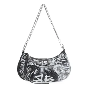 Le Cagole Mini Bag With Chain Graffiti “Black” 695814210G61090