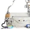 Le Cagole Small Sling Bag Used Effect With Charms “White” 7716402AA7A9000