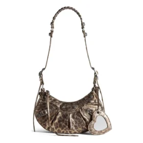 Le Cagole XS Shoulder Bag Metallized With Leopard Print “Brown” 6713092AAV72529