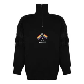 LGBTQ Flag Zip Up Turtleneck Sweater “Black” 543766T17621069
