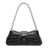 Lindsay Small Crocodile Embossed Shoulder Bag “Black” 701141210C91000
