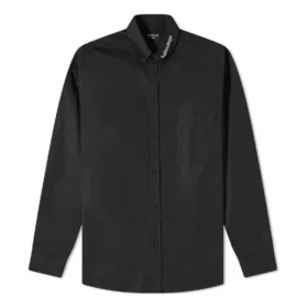 Logo Collar Long Sleeve Button Down Shirt “Black” 671586TYB181000
